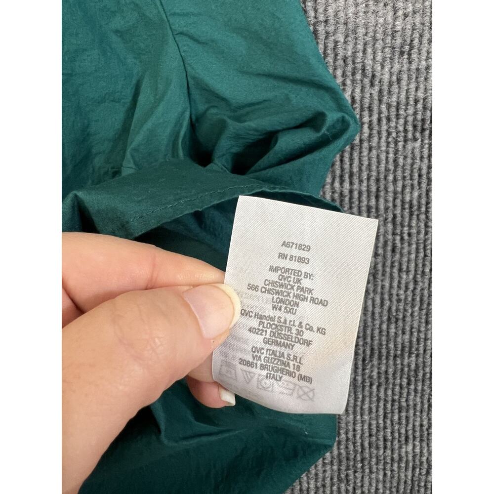 Denim & Co. Signature Poplin Tunic w/ Rhinestone Womens Large Petite Green - Picture 11 of 12